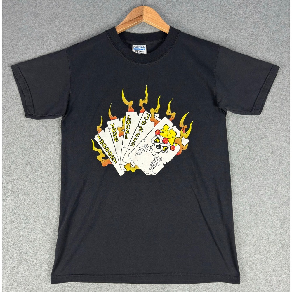 Joker‎ Shirt Mens Small Black Biker Motorcycle Flames Gildan Tee